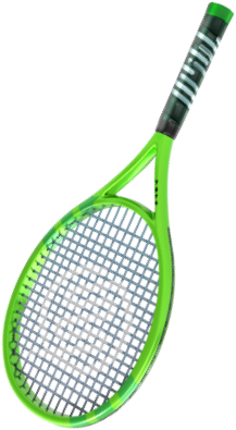 Uma raquete de tênis verde