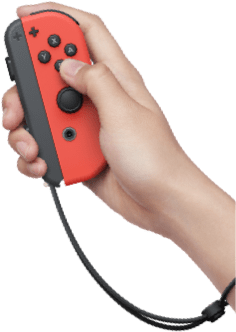Arm with red Joy-Con controller.